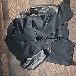 NwT Spanx Mixed Media Faux Leather Drap Front Jacket